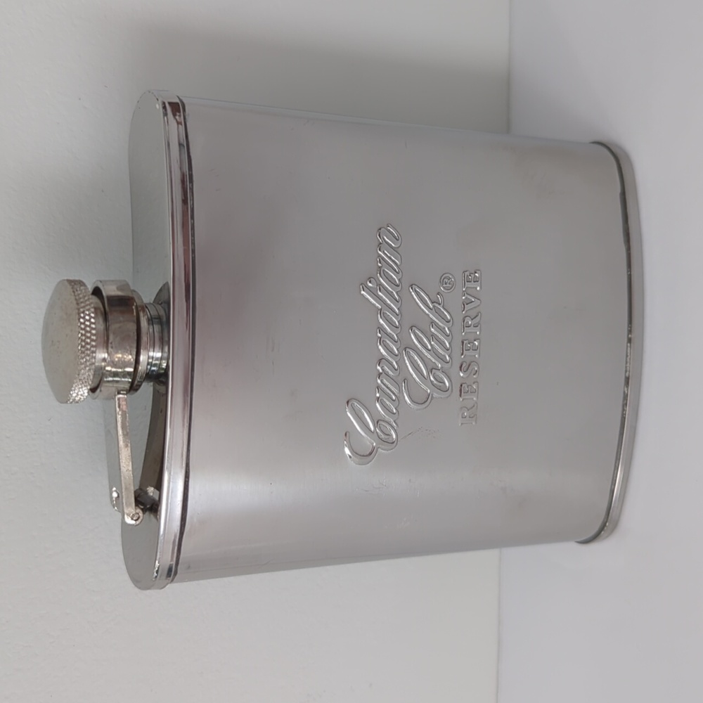 Vintage Canadian Club Reserve Flask Stainless Steel Hip Flask Flask